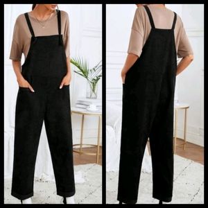 Black Corduroy Overalls XS